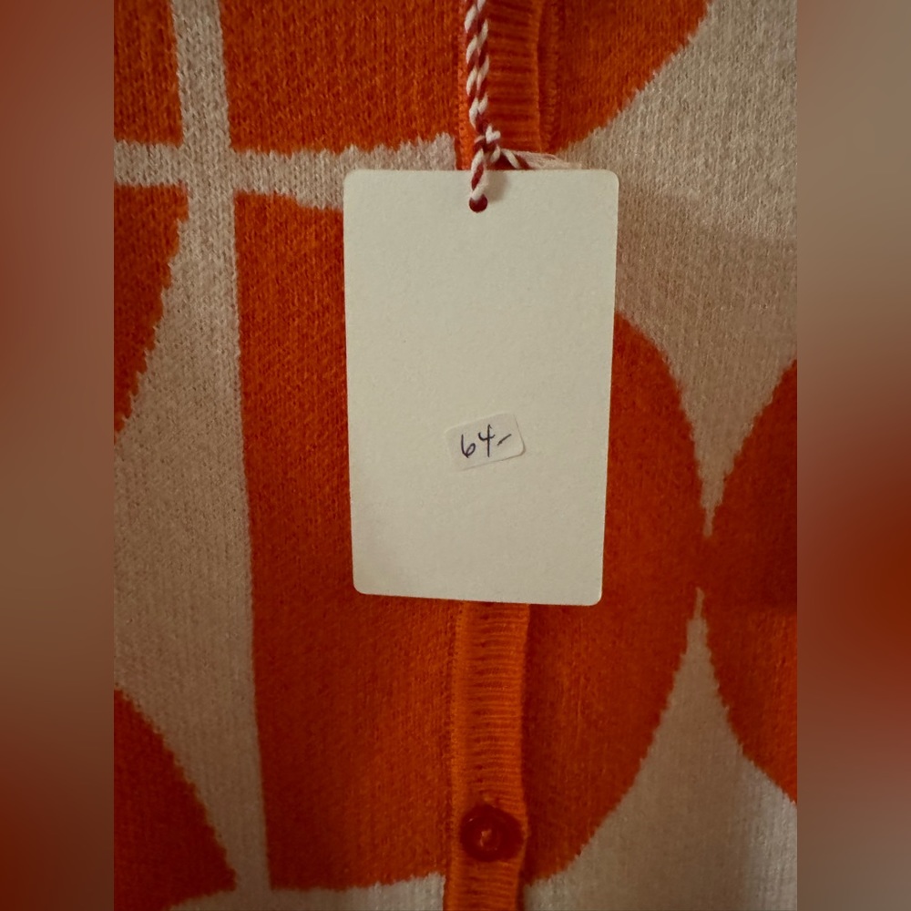 NWT Girls’ Sz. 2-3 Years Mini Kardi Orange and White Half Moon Cardigan - Picture 9 of 11